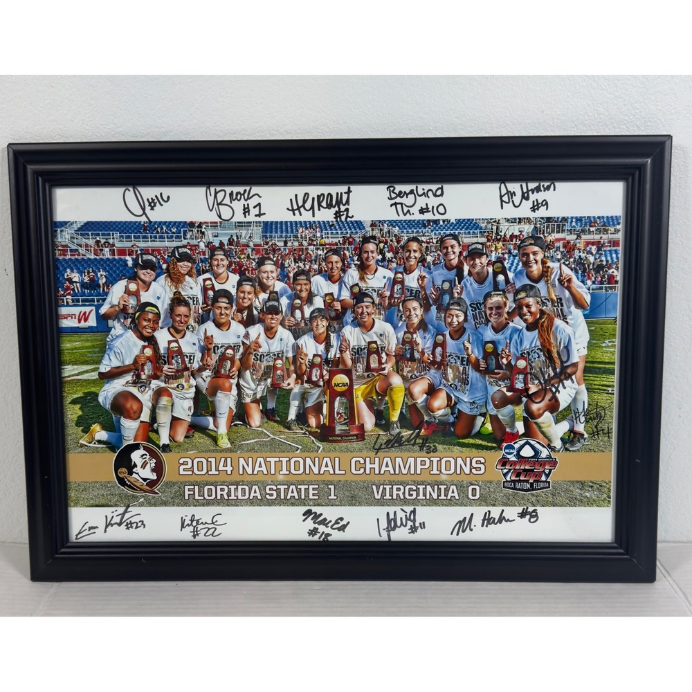 Florida State Soccer 2014 National Champions Signed Framed Photo 
Black FSU